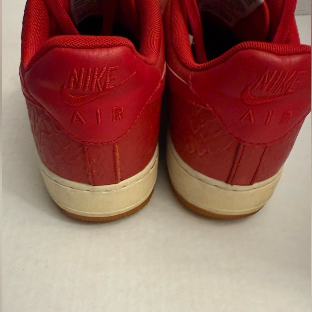 NIKE AIR FORCE 1 RED & WHITE CROC SKIN STYLE 718152-600 ATHLETIC SNEAKERS SHOES - Picture 7 of 12